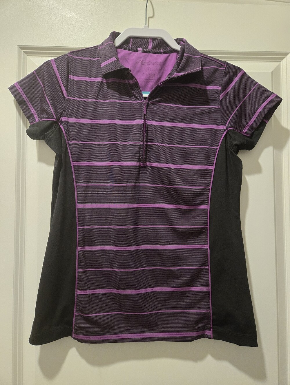 Magnolia Lane Masters Tech Golf Polo Black/Purple - Size S‎